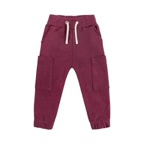 Spodnie Cargo BASIC - DARK RED / RIB CARGO PANTS