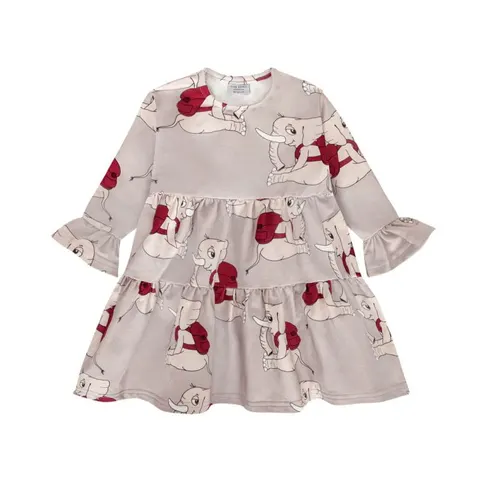 Sukienka fale SŁONIK SZARY - ELLIE GREY / SPINNING DRESS