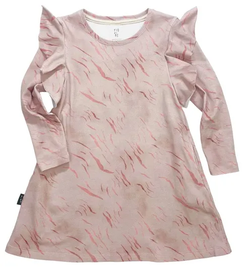 Sukienka 102-23 LUNA DRESS - CONNECTION PRINT / PINK - GOTS