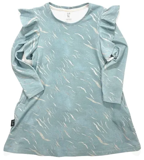 Sukienka 104-23 LUNA DRESS - CONNECTION PRINT / BLUE - GOTS