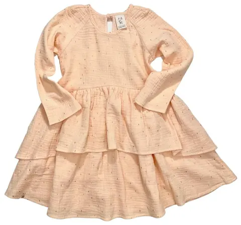 Sukienka 106-23 WAVE DRESS / MUSLIN - PEACH COLOR & GOLD / GOTS