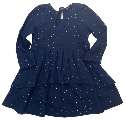 Sukienka 107-23 WAVE DRESS / MUSLIN - NAVY BLUE & GOLD / GOTS