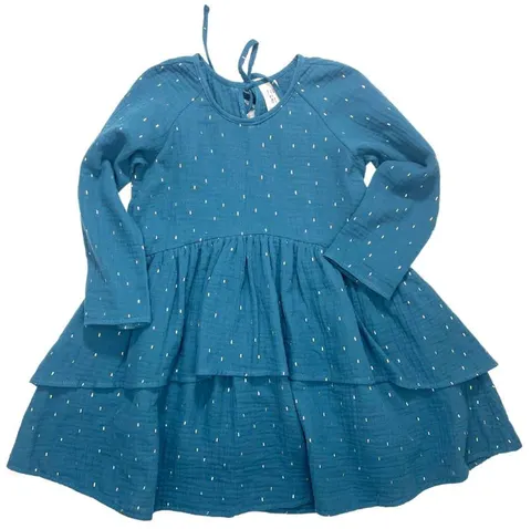 Sukienka 108-23 WAVE DRESS / MUSLIN - DARK CYAN & GOLD / GOTS