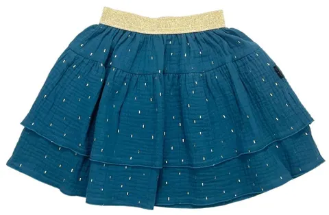Spódniczka 111-23 MUSLIN SKIRT - DARK CYAN & GOLD / GOTS