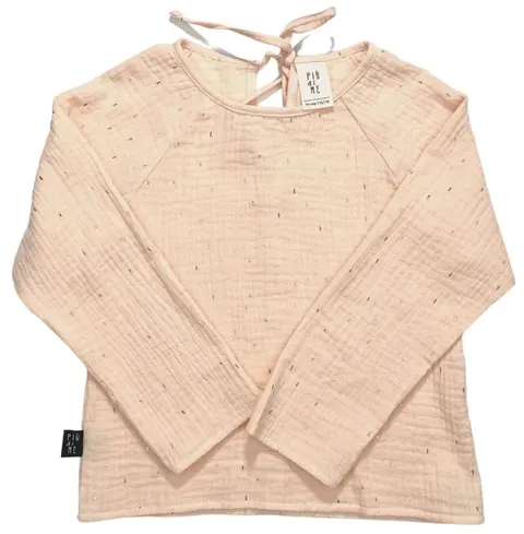 Bluzka 114-23 MUSLIN BLOUSE - PEACH COLOR & GOLD - GOTS