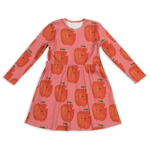 Sukienka prążek APPLE ON PINK RIBBED CLASSIC DRESS