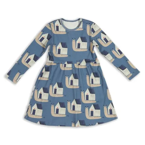 Sukienka prążek SNAILS ON BLUE RIBBED CLASSIC DRESS