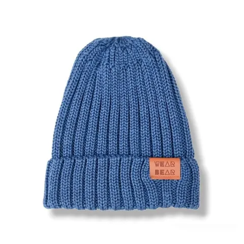 Czapka MERINO blue (niebieski) ŚCIĄGACZ z metką WEARBEAR