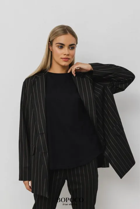 Marynarka CZARNA w paski -50%