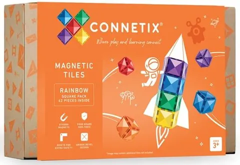 Klocki magnetyczne 42 el. Rainbow Square Pack 3 lata+ CONNETIX
