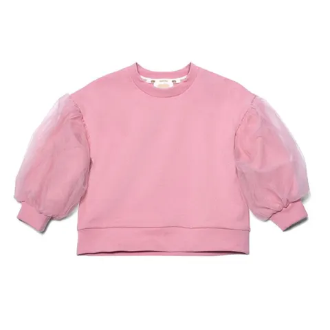 Bluza PUF z tiulowymi rękawami JASNY BRUDNY RÓŻ