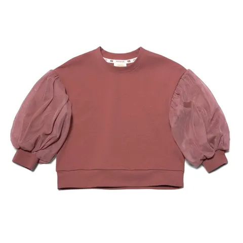 Bluza PUF z tiulowymi rękawami PUSTYNNY RÓŻ