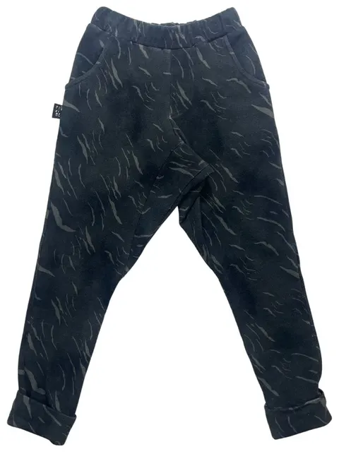 Spodnie 178-23 TROUSERS / CONNECTION PRINT - BLACK