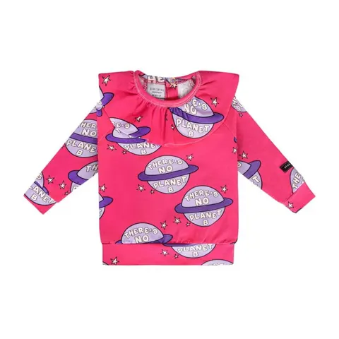 Longsleeve z falbanką PLANETA RÓŻ - PLANET PINK / FRILL LONGSLEEVE