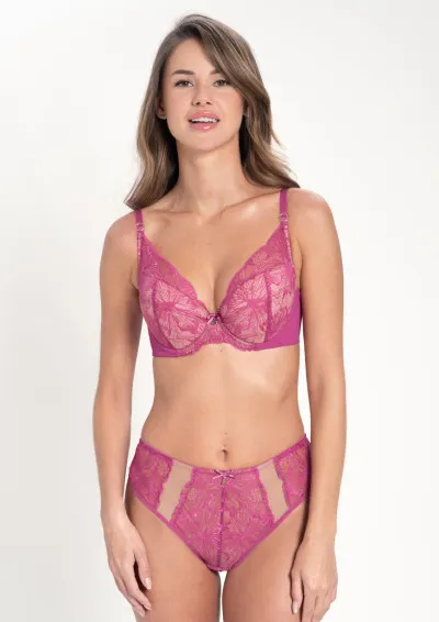 Samanta - Biustonosz Mila A332 malinowy push-up 85D Różowy