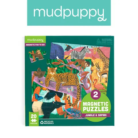 Mudpuppy 4 lata+ Puzzle magnetyczne 2w1 Safari & dżungla 20 el.