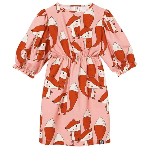 Sukienka Puffed Sleeves Dress PINK FOXES