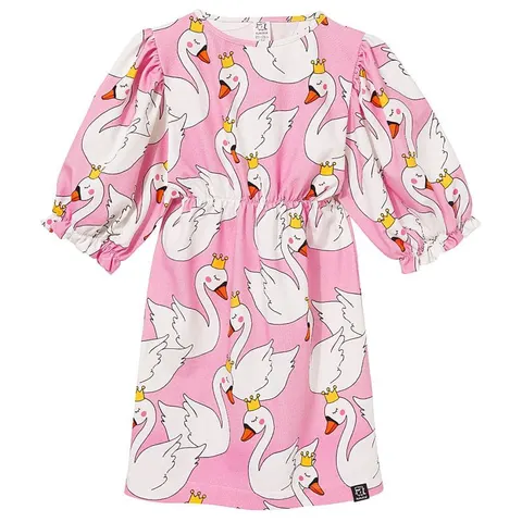 Sukienka Puffed Sleeves Dress PINK SWANS