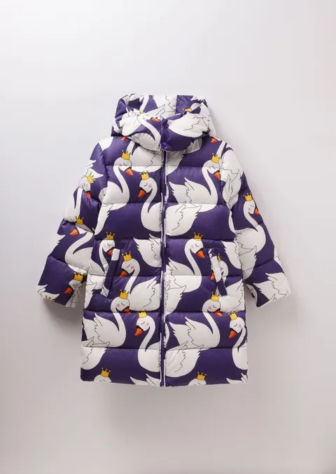 Kurtka puchowa - długi płaszczyk NEW Down Coat PURPLE SWAN