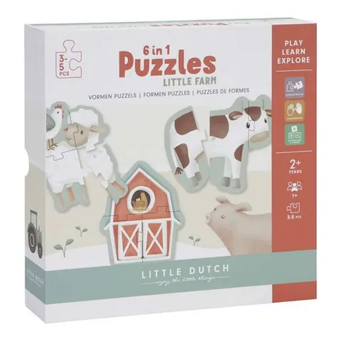 Little Dutch 2 lata+ Puzzle 6 elementów Little Farm FSC LD7148