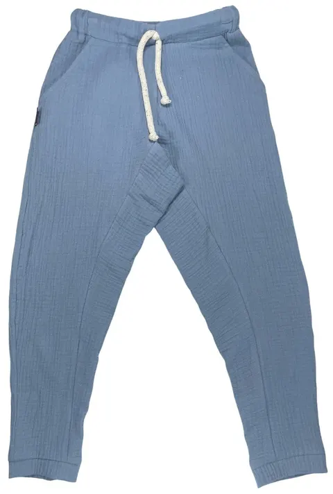 Spodnie 0100-24 MUSLIN TROUSERS / BLUE - GOTS