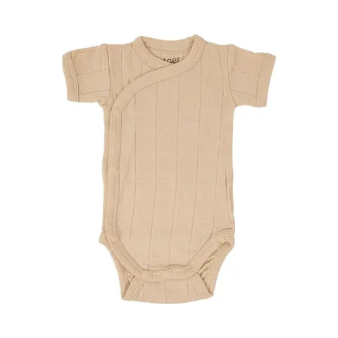 Body kopertowe z krótkim rękawem LINEN beżowe Romper Tribe Solid SS