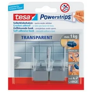 TESA Haczyk samoprzylepny matowy chrom transparentny 2 szt