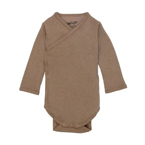 Body kopertowe z długim rękawem BEIGE brązowe Romper Ciumbelle LS