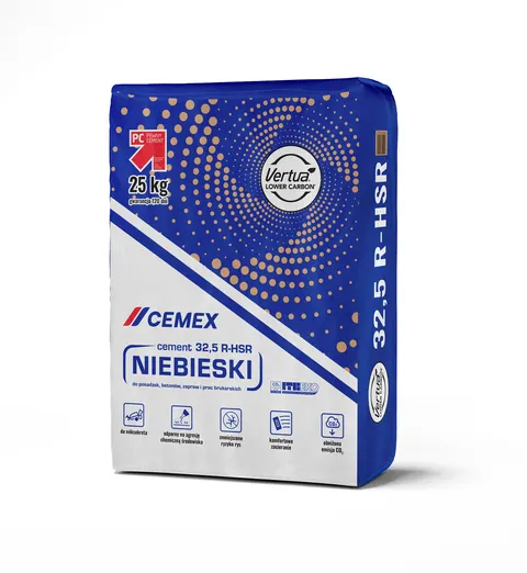 Cement portlandzki popiołowy CEM II/B-V 32,5 R-HSR, 25 kg, niebieski