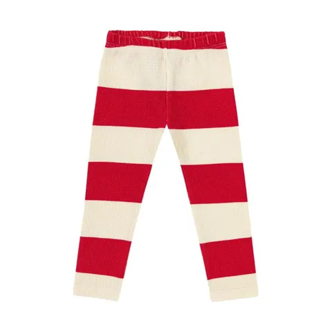 Legginsy wafelek CZERWONE PASY - RED STRIPES / WAFFLE LEGGINGS