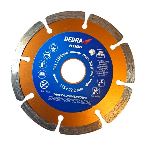 Tarcza segmentowa do cięcia betonu, klinkieru 115 x 22,2mm Dedra