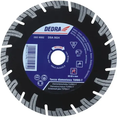 Tarcza diamentowa Turbo-T 125/22,2mm do cięcia zbrojonego betonu Dedra