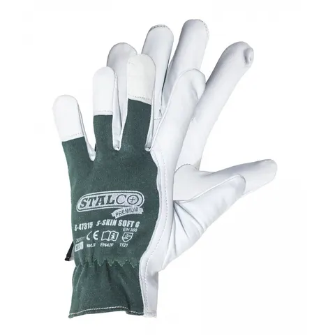 Rękawice skórzane Skin Soft Green roz. 9 Stalco