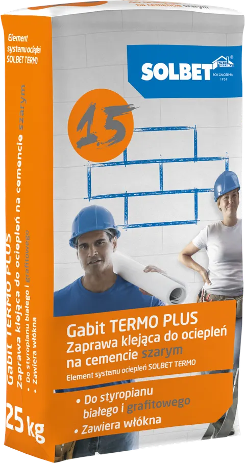 Klej do siatki i styropianu SOLBET Gabit Termo Plus 1.5, 25 kg, styrop. biały i grafit