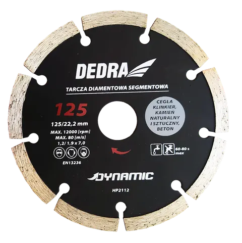 Tarcza diamentowa segmentowa Dynamic 125/22,2mm do cięcia betonu Dedra