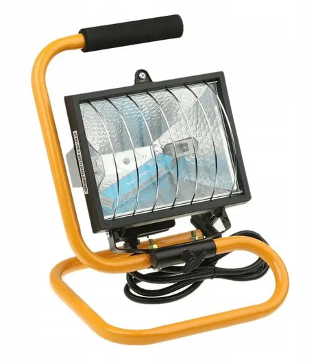 Halogen 500 W czarna z uchwytem przenośna