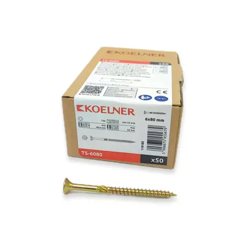 Koelner - TS-6080 - Wkręt konstrukcyjny do drewna 6 x 80 mm łeb stożkowy op. 50 sztuk