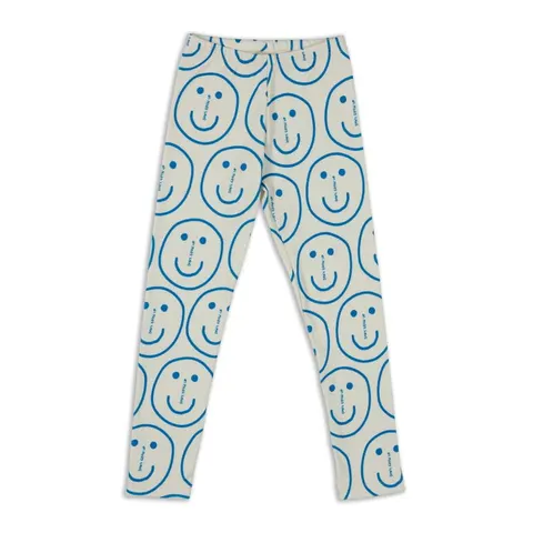 Legginsy prążek RIBBED LEGGINGS BLUE SMILEY