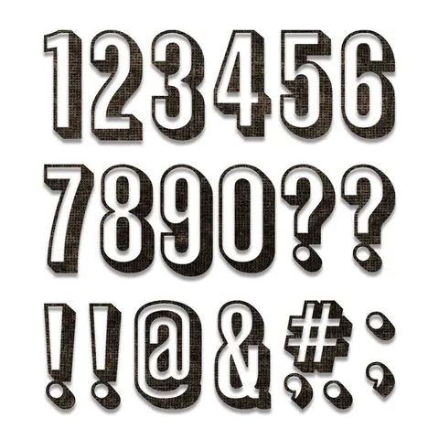 Zestaw wykrojników Sizzix Thinlits Alphanumeric Shadow Numbers 21 sztuk