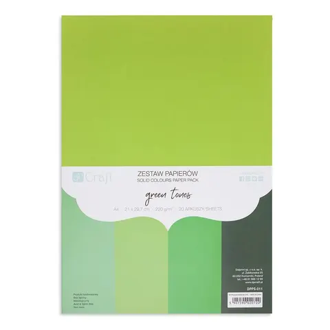 Zestaw papierów A4 Green Tones 20 arkuszy dpCraft