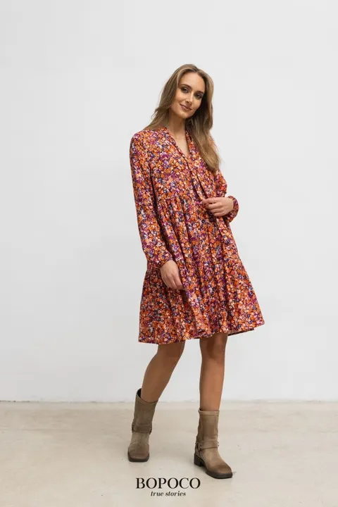 Sukienka ROZPINANA z wiskozy W KWIATY -50%
