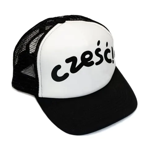 Czapka z daszkiem CZEŚĆ biało-czarna