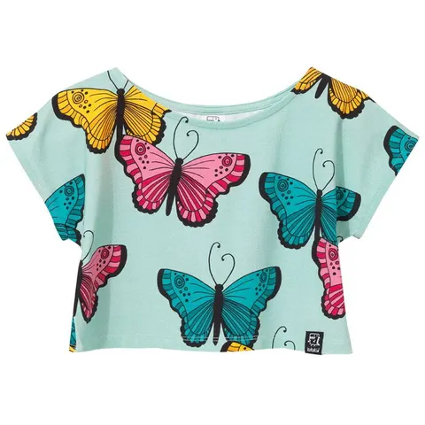 Krótka koszulka CROP TOP blue butterflies