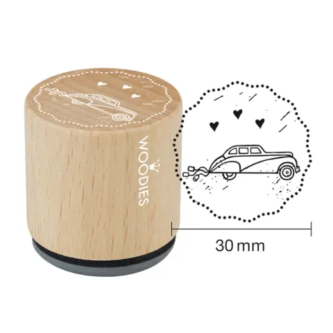 Auto Nowożeńców Stempel drewniany Woodies 3 cm