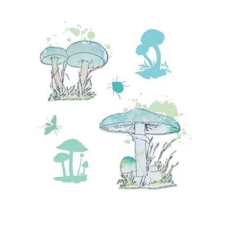 Zestaw Stempli i Wykrojników Painted Pencil Mushrooms Sizzix