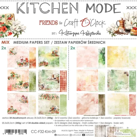 Kitchen Mode Zestaw Papierów 20x20 cm Mix Craft O'Clock