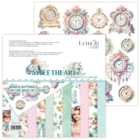 Sweetheart Elements Bloczek papierów do scrapbookingu 20x20cm Lemoncraft