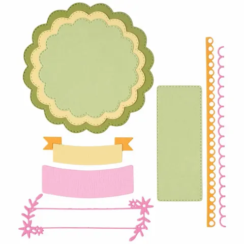 Zestaw Wykrojników Scalloped Circles, Borders & Banners by CP Sizzix