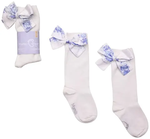 Podkolanówki MON CHERI z Kokardką BIAŁE by Krawcowa | Mama's Feet