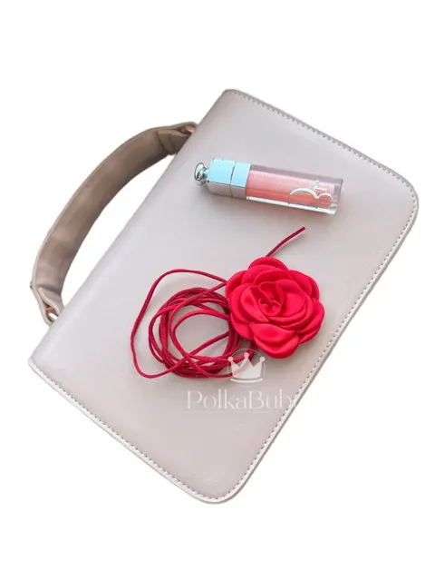 Naszyjnik RÓŻA choker CZERWONY